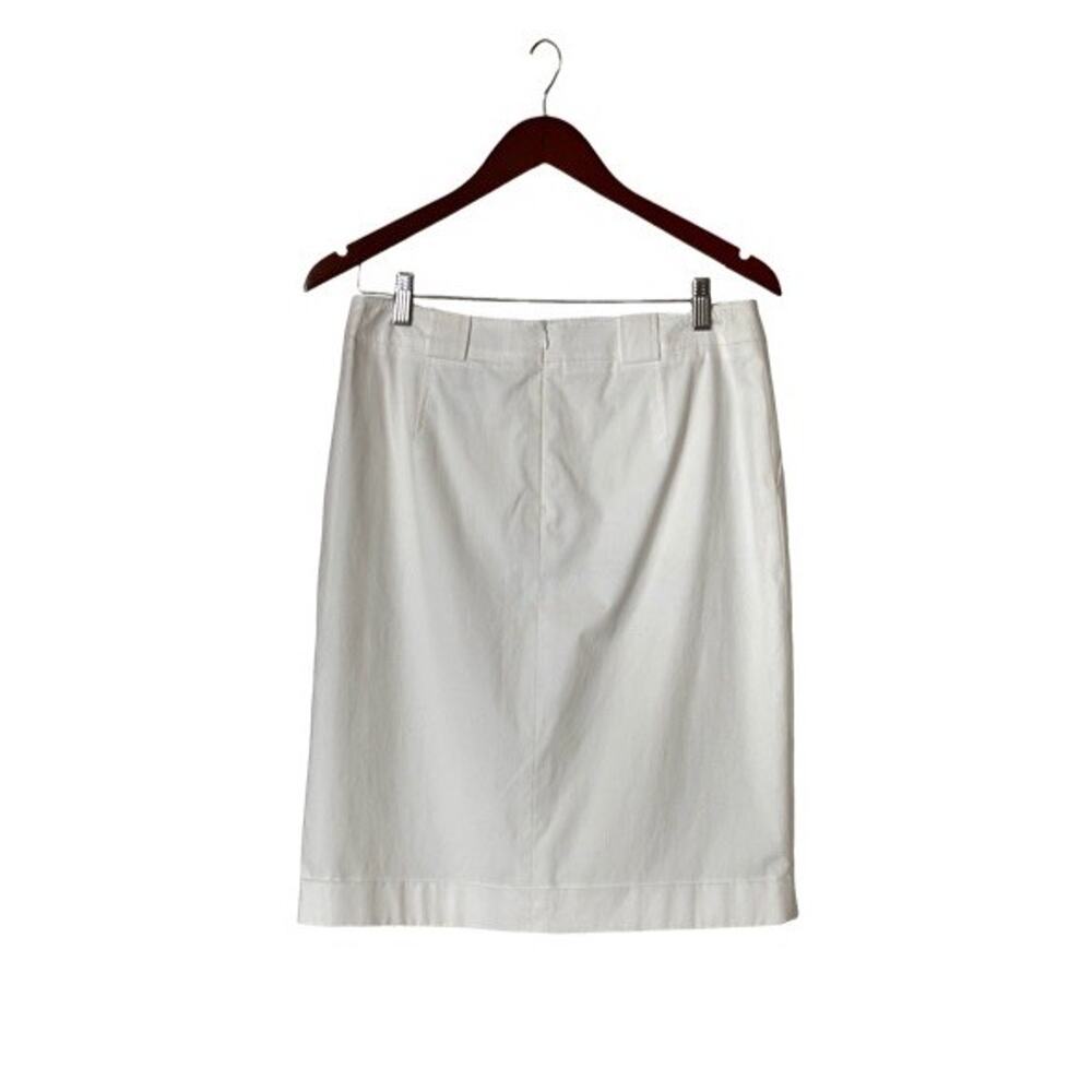 Rena Lange Fashion Show Skirt White Pencil Size 8 Pleated Cotton Preppy Office - Picture 4 of 7